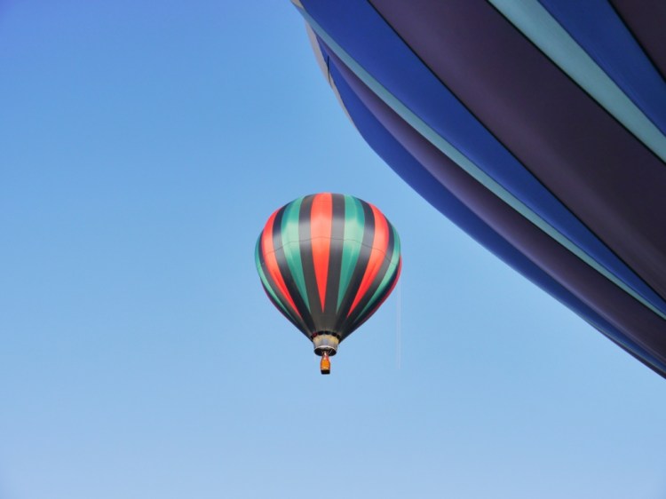 Hot air balloons in sky