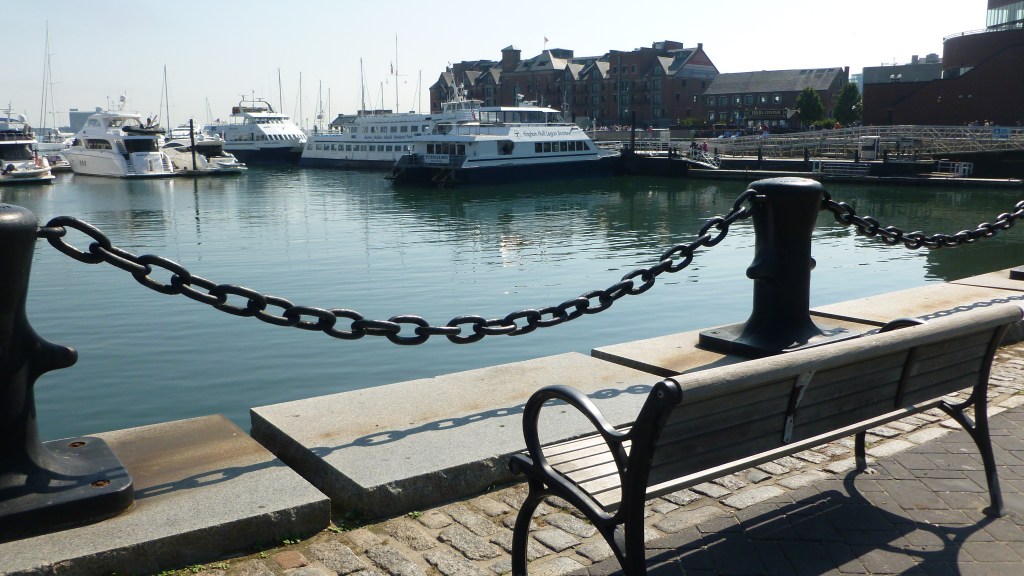 Bench overlooking Boston Harbor