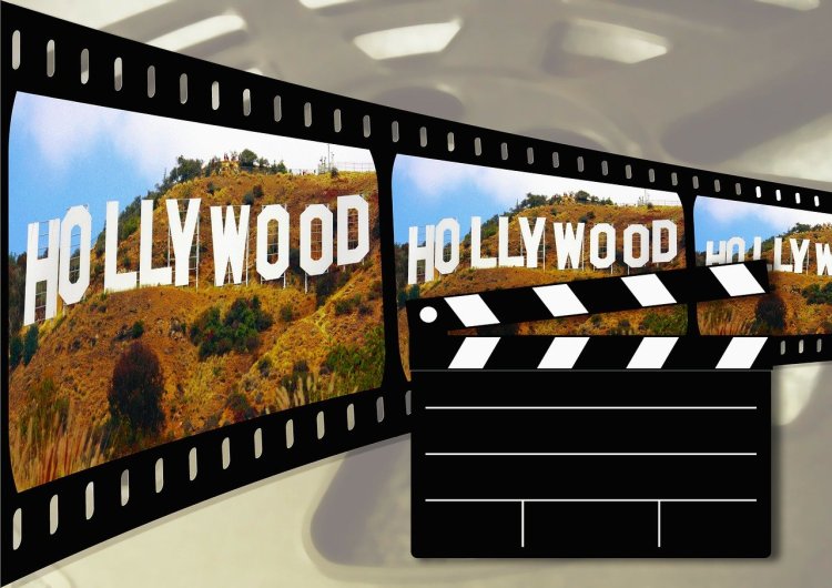 Hollywood sign on film strip